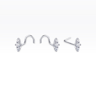 PiercingRoomByJay, Triple CZ Nose Stud จิวจมูกดอกไม้ เงินแท้