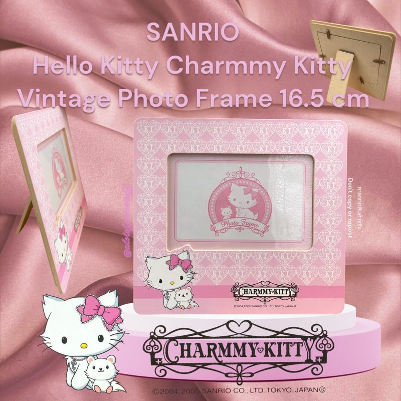 กรอบรูปน้องชาร์มมี่คิตตี้ ชมพูพาสเทลพาสใจ น่ารักมาก สภาพดี SANRIO Hello Kitty Charmmy Kitty Vintage Photo Frame 16.5 cm