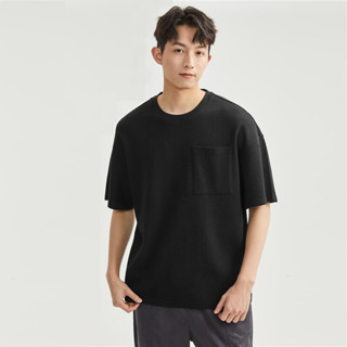 GIORDANO เสื้อยืดผู้ชาย ทรงหลวม MEN Loose Waffle Tee 13023304