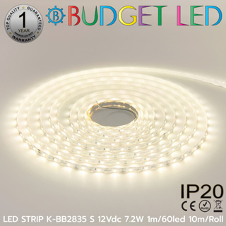 LED STRIP, K-BB2835-S-60-4000K DC-12V 7.2W/1M 60LED/1M IP20 ไฟเส้น Zig-Zag ยี่ห้อ BUDGET LED 10M/Roll  (ราคา/10เมตร)