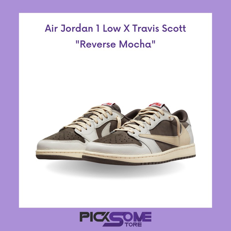 (พร้อมส่ง) ของแท้100% รองเท้าผ้าใบ Nike Air Jordan 1 low x Travis Scott 'Reverse Mocha'
