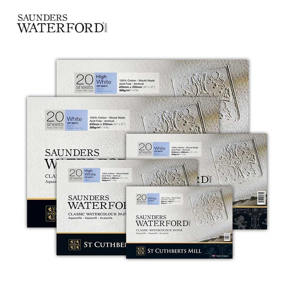 Saunders Waterford แบบบล็อค หนา 300 gsm. ผิวกึ่งหยาบ จำนวน 20 แผ่น