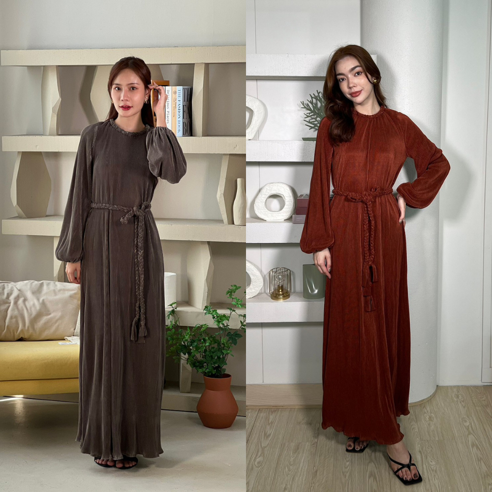 NOOZZSHOP 5610877 เดรสพลีท เดรสยาว