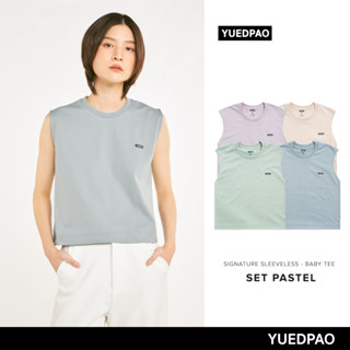 Yuedpao (ใหม่ล่าสุด!!)  ผ้าหนาทรงสวย ยับยากรีดง่าย รับประกันไม่ย้วย 2 ปี Signature Crop Sleeveless Set Pastel