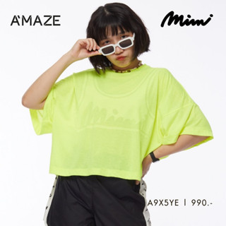 Mimi เสื้อครอป แขนสั้น สี เหลือง-เขียว (A9X5YE)