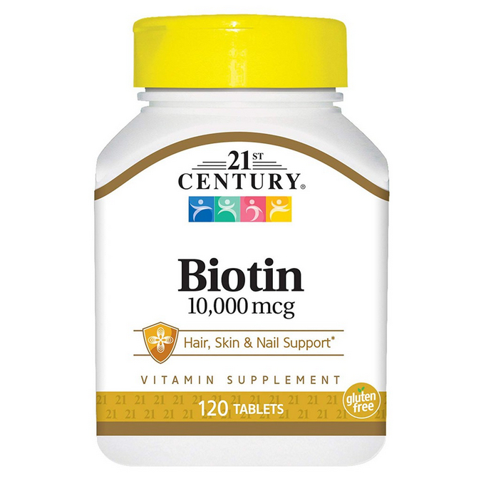 📢 สินค้าพร้อมส่ง  BIOTIN 21st CENTURY 10,000 mcg. Contains 120 tablets 120 เม็ด บำรุงเส้นผม เล็บ ผิว