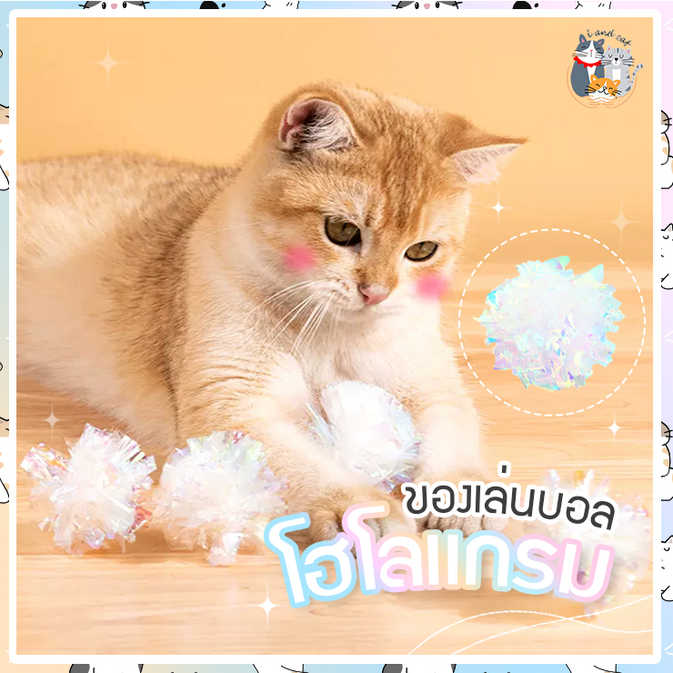 I&CAT ลูกบอลของเล่น ลูกบอลโฮโลแกรม ของเล่นแมว ของเล่นคลายเครียด ดึงความสนใจ บอลจิ๋ว ของเล่นสัตว์เลี้ยง สะท้อนแสง