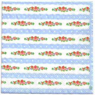 Pladao Napkin ภาพ Cath Kidston แถบดอกไม้แนวยาว กับลายจุด กระดาษ แนพกิ้น สำหรับงานศิลปะ เดคูพาจ decoupage ขนาด L 33x33