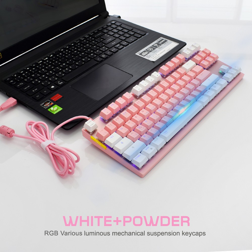 OKER GAMING KEYBOARD WINTER PINK RGB BACKLIT K83 (Blue Switch ...