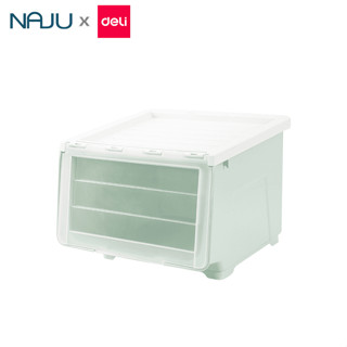 Naju กล่องเก็บของพับเก็บได้ 1ชิ้น 3ชิ้น กล่องฝาหน้า ขนาด 37x43x30 ซม. กล่องเก็บของ กล่องพลาสติก กล่องฝาสไลด์ กล่องสไลด์