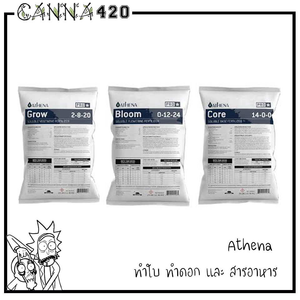 [ส่งฟรี] ปุ๋ย Athena Set Pro line (Grow-Core-Bloom) ขนาด 25 lbs สำหรับทำใบ ทำดอก และสารอาหารพื้นฐาน ปุ๋ยนอก ปุ๋ยUSA แท้