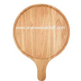 จานกลมยางพารามีด้ามจับ l Rubberwood Roundplate with Handle