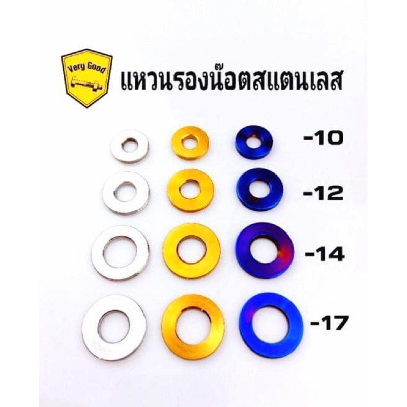 แหวนเรียบรองน๊อต หนา เบอร์ 10,12,14,17 ราคาตัวละ