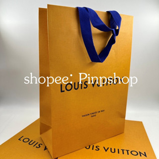 LV Louis Vuitton หลุยส์ วิตตอง ถุงกระดาษ สีส้ม รุ่นปัจจุบัน ของแท้ แบรนด์เนม ถุงแบรนด์เนม paper bag ถุงหลุยส์ ถุงแท้