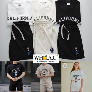 ชุดเซท WHO.A.U 🐻 เสื้อยืด + กางเกงขาสั้น 🩳 cotton 💯 เสื้อผ้าแบรนด์เนม