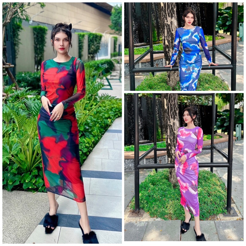 #แซ่บซัมเมอร์ #แม๊กซี่เดรสผ้าชีฟอง #ผ้าซีทรู #เดรสยาว #ชุดสีเหลือง