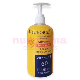 (หัวปั้ม) Mychoice Advance Sunscreen Face and Body Lotion SPF 60+++ Vitamin E กันแดด มายช้อยส์ เฟส แอนด์ บอดี้ โลชั่น