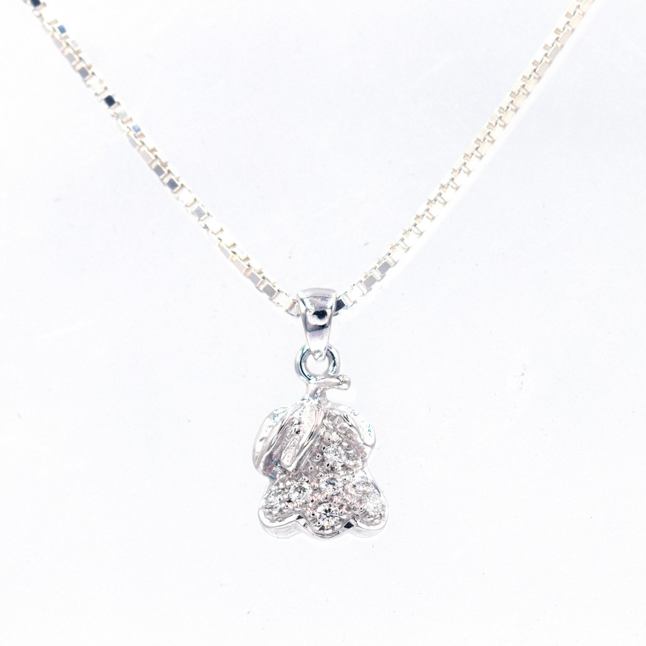 Lucky Gems จี้เงินแท้ 925 เพชร CZ ชุบโรเดียม จี้ชมพู่  LKPD172