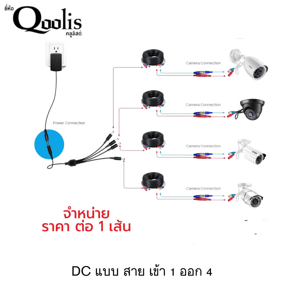 รหัส 13011 แจ็คแปลงหัว DC JACK DC  แบบ สาย เข้า 1 ออก 4 (ขายต่อเส้น) - รูปที่ 3