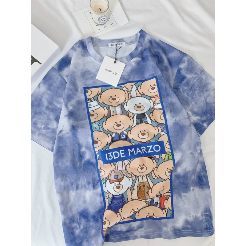 ✅สินค้าพร้อมส่ง🇹🇭เสื้อยืด ลายมัดย้อม หมีMARZO