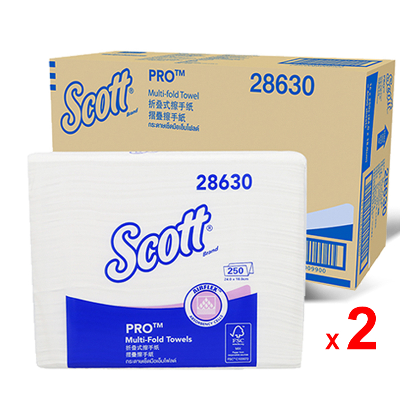 SCOTT กระดาษเช็ดมือแบบแผ่น สก๊อตต์ โปร มัลติโฟล์ด รหัสสินค้า 28630 สินค้าคิมเบอร์ลี่ย์-คล๊าค โปรเฟสช