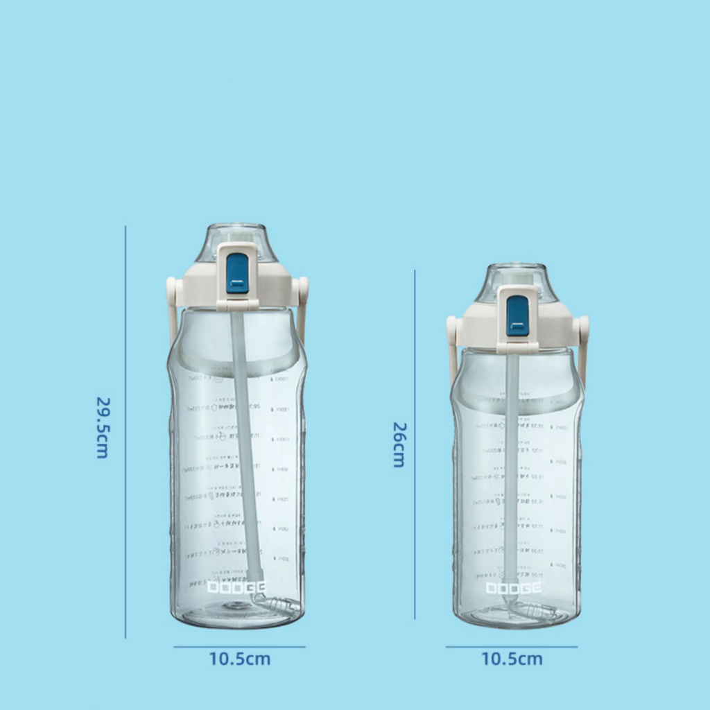 DODGE กระบอกน้ำ 2 ลิตร ขวดน้ำ 2 ลิตร ขวดน้ำพลาสตติก กระบอกน้ำพลาสติก พร้อมสเกลการดื่มน้ำ ( วัสดุTritan - แบบใส )