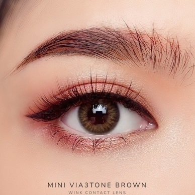 คอนแทคเลนส์มินิ สายตาปกติ winklens minI via3tone brown สีน้ำตาล