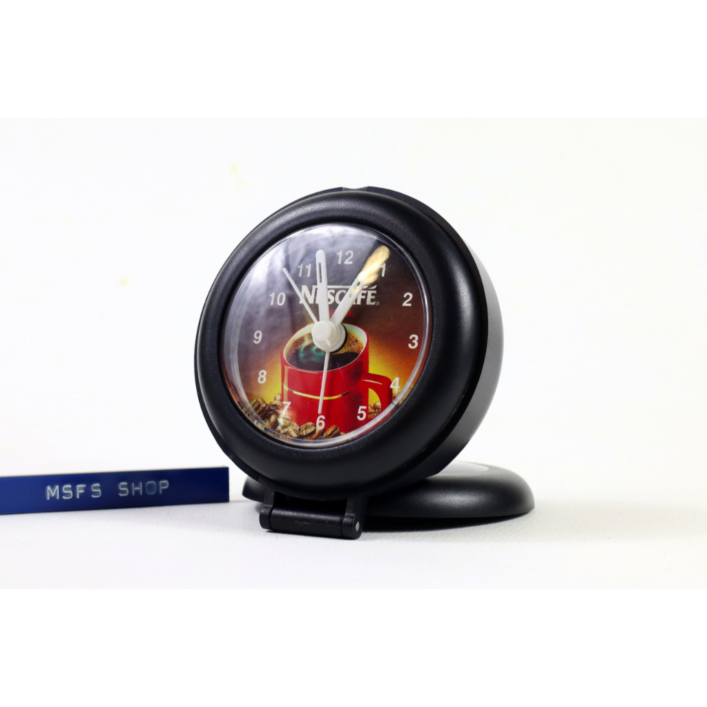 [Vintage] Nescafe Excella นาฬิกาตั้งโต๊ะแบบพกพา  ขนาด 7.5 x 7.5 x 3 ซม.