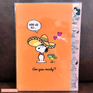 แฟ้ม A4 ลาย Snoopy Mexican สีส้ม แยกใส่เอกสารได้ 5 ช่อง ตรงที่แบ่งแต่ละช่องเป็นแบบลายสวย