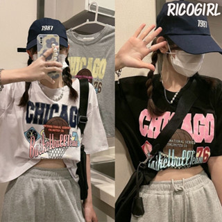 【RicoGirl】 *พร้อมส่ง*  เสื้อยืดแขนสั้นคอกลม ลายบาสเก็ตบอล #5917 เสื้อ เสื้อยืด เสื้อครอป  เสื้อผู้หญิง เสื้อแฟชั่น