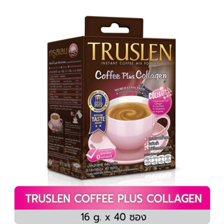 ใหม่!!!Truslen collagen coffee Box 40 sachets ทรูสเลน คอฟฟี่ คอลลาเจน กาแฟปรุงสำเร็จชนิดผง(กล่อง 40 ซอง สีชมพู)