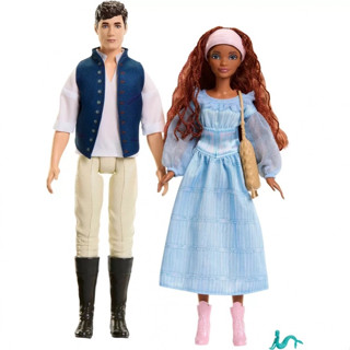 The Little Mermaid doll Ariel on land in Blue dress and Prince Eric ตุ๊กตาแอเรียล มีขา ในชุดเดรสสีฟ้า และเจ้าชายเอริค (HLX14)