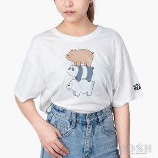 DOSH WOMENS CROPPED TOPS  WE BARE BEAR เสื้อยืดทรงตรงคอกลม แขนสั้น ผู้หญิง PWBBWT1000-OW