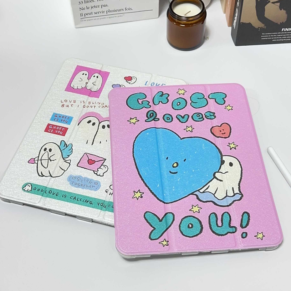 24ชั่วโมง เคสไอแพด Gen9 Air5 Cute Ghost เคสiPad Gen8 Case iPad ใส่ปากกาได Air6 MINI7 pro11 2024