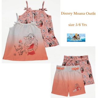 ชุดเด็กลายโมอาน่า แพคคู่สุดคุ้ม จากอังกฤษ : Disney Moana Bow Detail Vest Tops &amp; Disney Moana Knot Detail Shorts