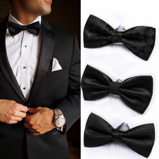 หูกระต่าย โบว์ไท โบว์ 12*6 cm Black Bow ties For Men High Quality Jacquard Dots Cravat Bowtie Wedding Tuxedo Party