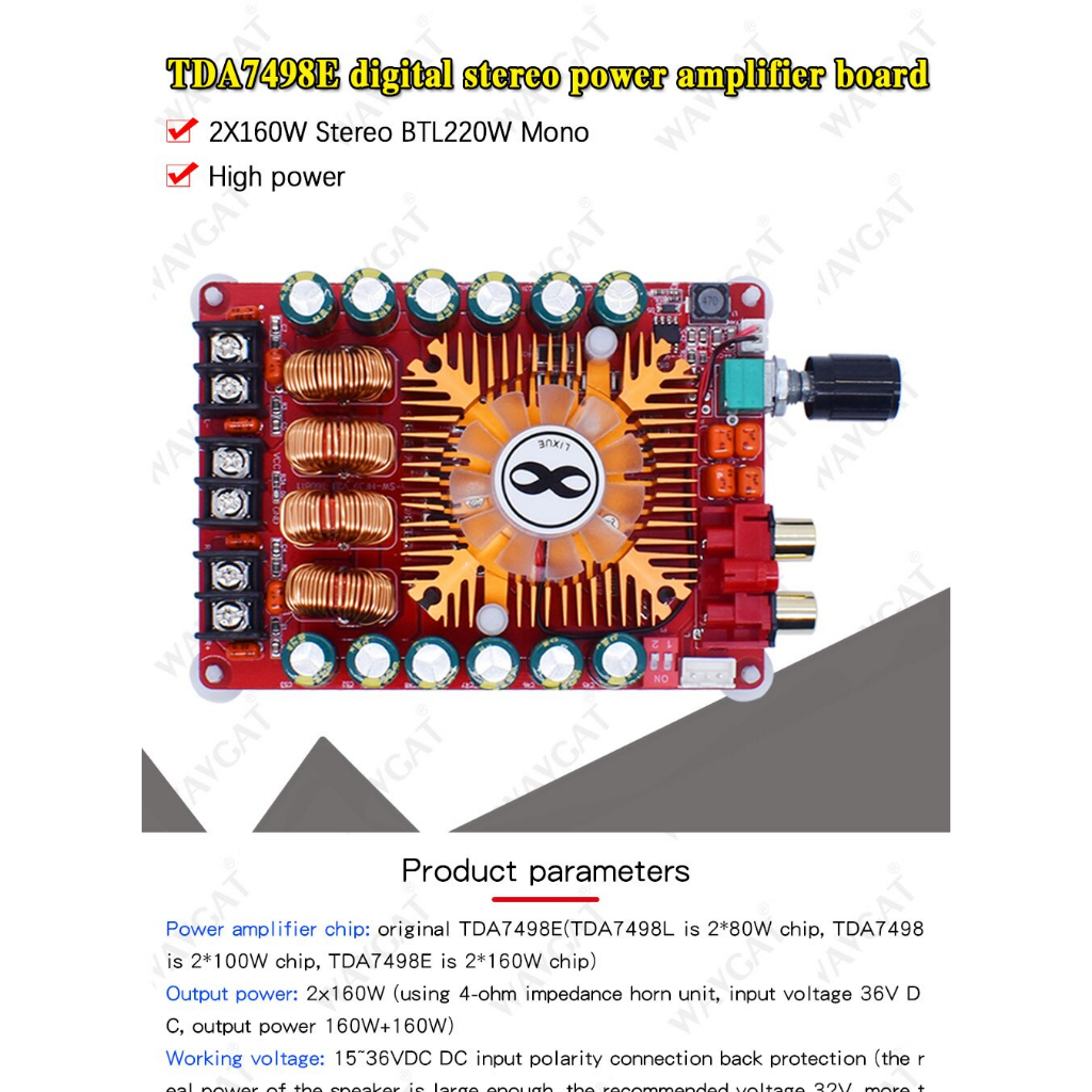 TDA7498E 2X160W BTL220W Mono ดิจิตอลสเตอริโอเครื่องขยายเสียง AMP แบบ Dual Channel โมดูลเสียง