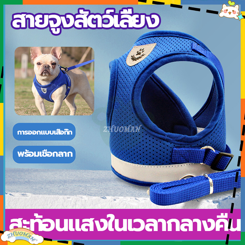 สายจูง สายจุงแมว ปลอกคอ สายรัดอกสุนัข นุ่มและระบายอ