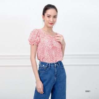 AMILA Blouse AM-B961 โคโม่ปริ้นท์ แขนสั้น IGPU22-10