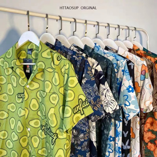 HTTAOSUP Summer Avocado Short Sleeve Shirts for Men and Women Hawaiian Fashion Brand Casual Couple Shirts