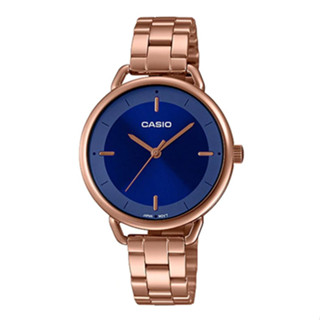 CASIO นาฬิกาข้อมือผู้หญิง สายสแตนเลส โรสโกล รุ่น LTP-E413PG,LTP-E413PG-2A,LTP-E413PG-2ADF