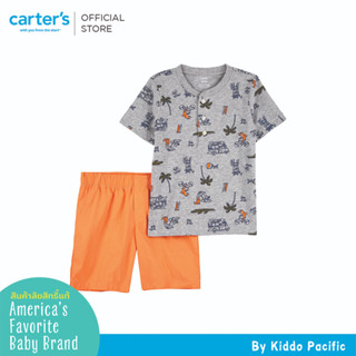 CARTERS SETS GREY ORANGE HENLEY SET คาร์เตอร์เสื้อผ้าชุดขาสั้นเด็กผู้ชาย ลายฤดูร้อน เซท 2 ชิ้น L10