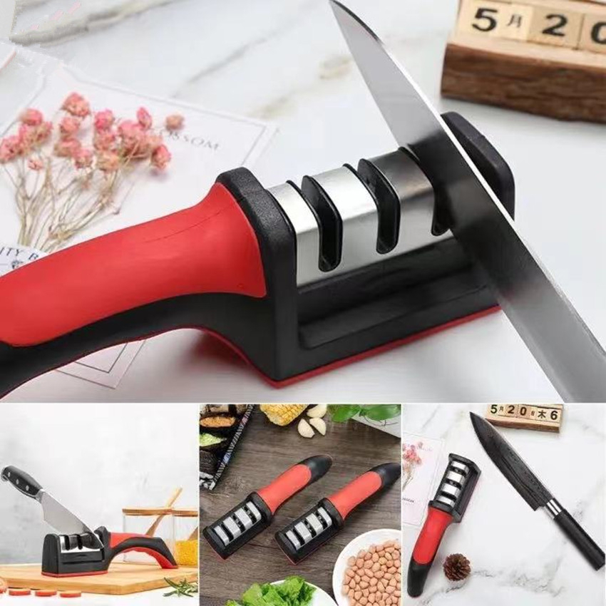แท่นลับมีด (Knife Sharpener) อุปกรณ์ลับมีด หินลับมีด ที่ลับมีด ลับง่ายคมนาน พร้อมที่ลับคมกรรไกร ลับคมได้ 3 ระดับ