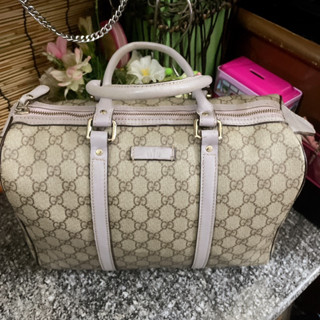 กระเป๋าหนังแท้ Gucci ทรงหมอน 12” ลายGGขอบเทา