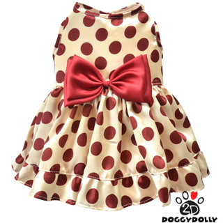 Pet clothes -Doggydolly  เสื้อผ้าแฟชั่น น้องหมาน้องแมว ชุดกระโปรง แขนกุด ลายจุด Polkadot  D665  ขนาด1-9โล