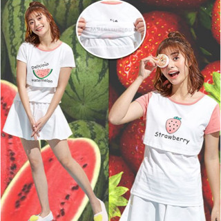 เสื้อคลุมท้องให้นมลาย Watermelon  เนื้อผ้ายืด นิ่ม ใส่แฟชั่นหรือให้นมก็เก๋จ้า