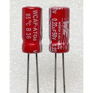 WE ATG-8 0.22uf 50v (ราคา10ตัว) capacitor ตัวเก็บประจุ คาปาซิเตอร์