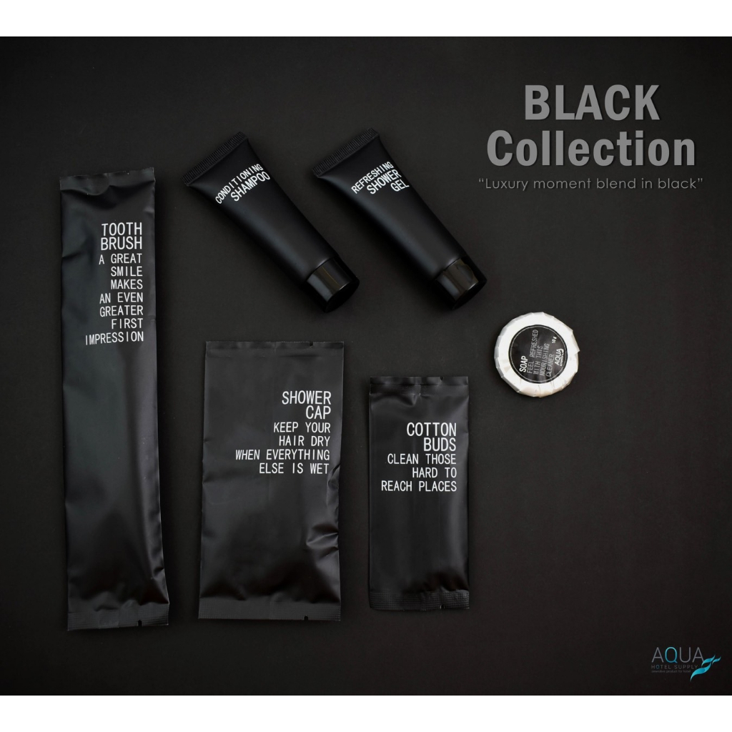 รุ่น Black ซองพลาสติก งานซอง ของใช้ในโรงแรม ของโรงแรม Amenities Kit ของใช้ในห้องน้ำ hotel supplies อเมนิตี้