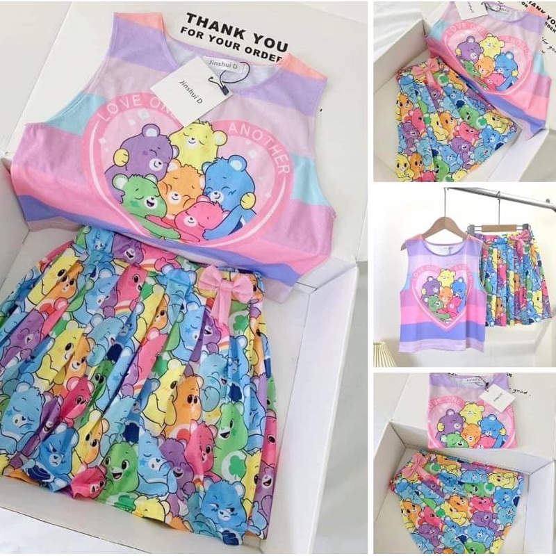 ชุดเซตกระโปรง CAREBEAR (เสื้อแขนกุด+กระโปรง) คอลใหม่ คูมแม่ขาาาา น่าร๊ากกกก