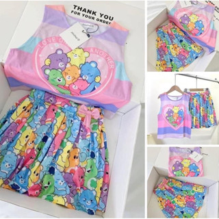 ชุดเซตกระโปรง 👧🏻 CAREBEAR (เสื้อแขนกุด+กระโปรง) คอลใหม่ คูมแม่ขาาาา น่าร๊ากกกก